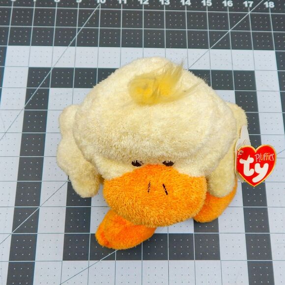 Ty Pluffies Waddler Yellow Duck Plush TyLux 2008 8 Inch Stuffed Animal with Tag - Picture 6 of 11